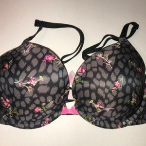 LAST CHANCE -Victoria Secret Black Floral Push Up Bra 32C